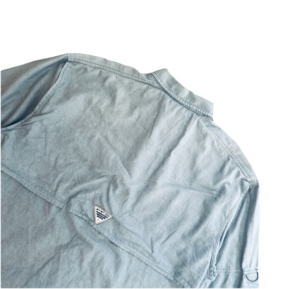 Columbia PFG Men's Blue Omni-Shade Cotton Long Sleeve Button-Down Shirt Size M - Picture 8 of 9